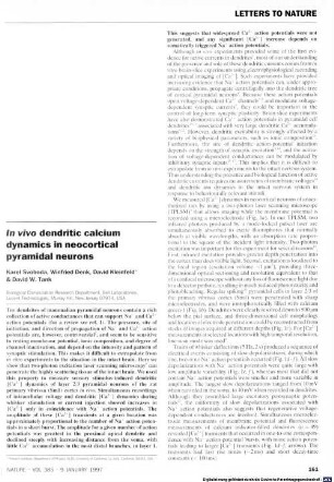 In vivo dendritic calcium dynamics in neocortical pyramidal neurons