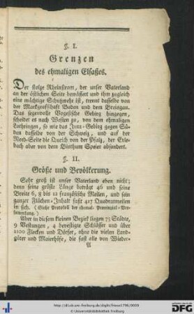 I. Grenzen des ehmaligen Elsaßes.