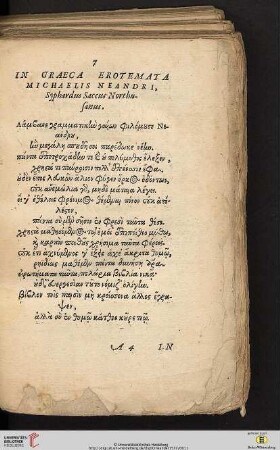 In Graeca Erotemata Michaelis Neandri, Syphardus Saccus Northusanus