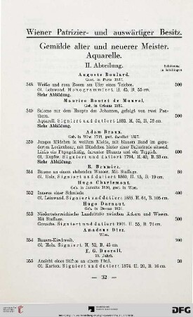 Gemälde alter und neuerer Meister, Aquarelle II. Abteilung (Nr. 348-405)