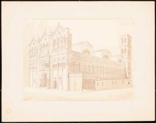 Dom San Giorgio, Ferrara: Perspektivische Ansicht, Südwestseite