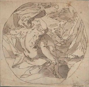Liebespaar (Mars und Venus?) mit Amor