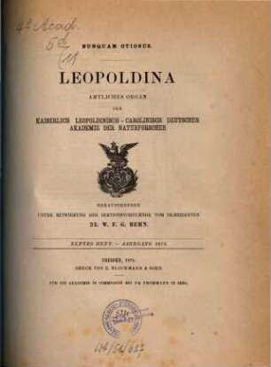 Leopoldina : Mitteilungen der Deutschen Akademie der Naturforscher Leopoldina. 11. 1875