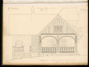 Gartenhaus Monatskonkurrenz Dezember 1899: Aufriss Rückansicht; Maßstabsleiste