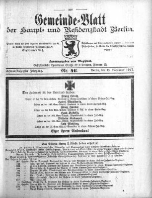 1917,46: Nr. 46, 18. November 1917