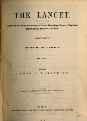 The lancet. 1873, Vol. 2