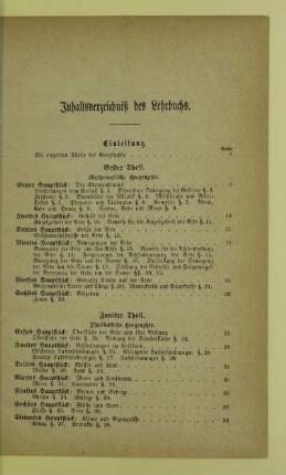 Inhaltsverzeichniß des Lehrbuchs