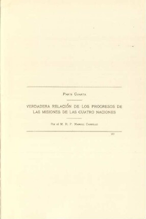 Parte cuarta - Verdadera relación de los progresos de las misiones de las cuatro naciones