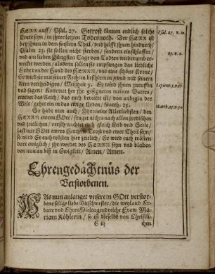 Ehrengedächtnüs der Verstorbenen.