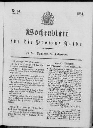 Nr. 36, Ausgabe vom 9. September 1854