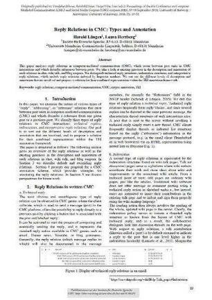 Reply relations in CMC: types and annotation