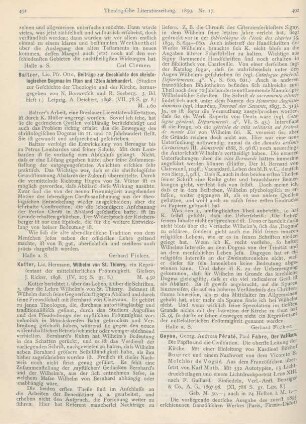 491-492 [Rezension] Kutter, Hermann, Wilhelm von St. Thierry, ein Repräsentant der mittelalterlichen Frömmigkeit