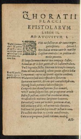 Q. Horatii Flacci Epistolarum Liber II.