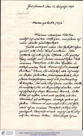 Brief vom 15.08.1898