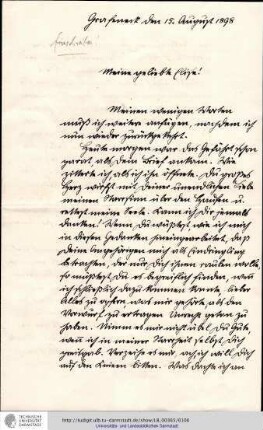 Brief vom 15.08.1898