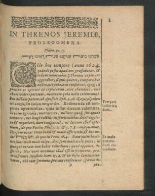 In Threnos Jeremiae, Prolegomena.