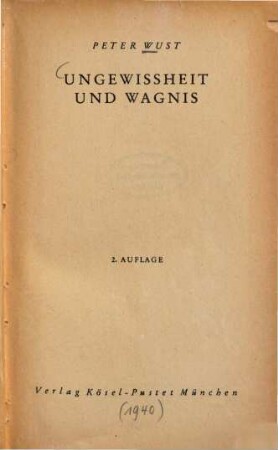 Ungewissheit und Wagnis