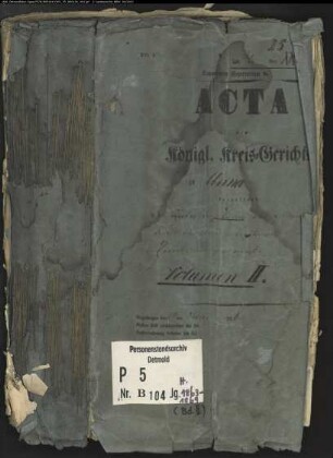 Belegakte des Kreisgerichts Unna zu den Heiraten der Juden (H 1863-1869)