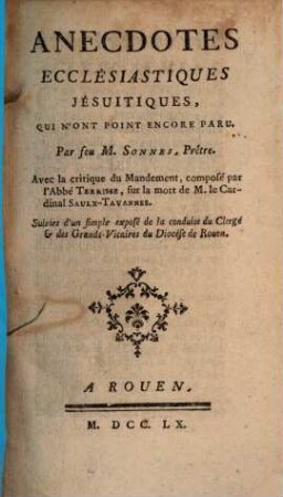 Vains Efforts Des Bénis [!] Pères : Pour rénouveller la Fable de Bourg-Fontaine & des calomnies publiées dans la Realité Du Projet Démontre Dans L'Execution