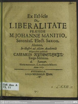 Ex ethicis de liberalitate