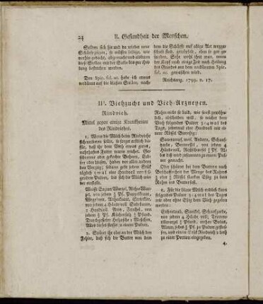 III. Viehzucht und Vieh-Arzneyen