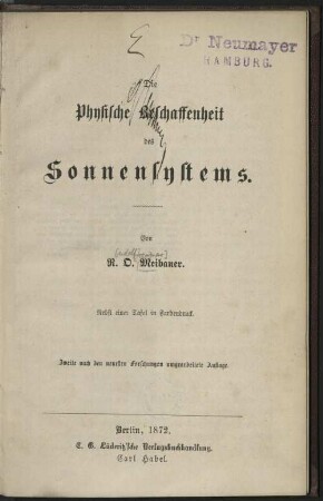 Die physische Beschaffenheit des Sonnensystems