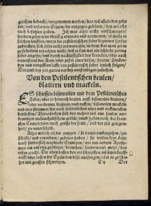Von den Pestilentischen beulen/ blattern und mackeln.