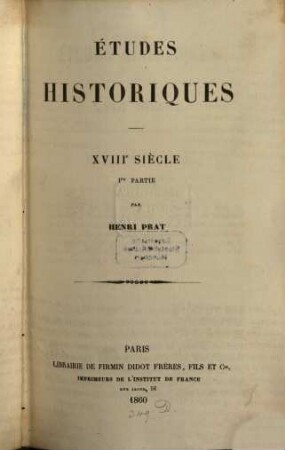 Etudes historiques, 7,1