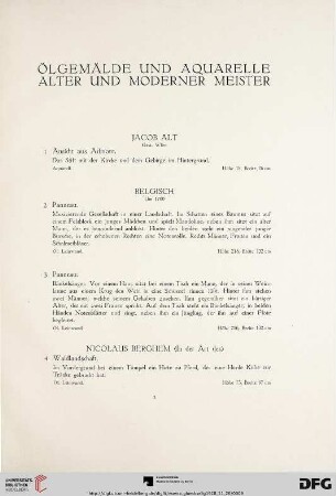 Ölgemälde und Aquarelle alter und moderner Meister (Nr.1-26)