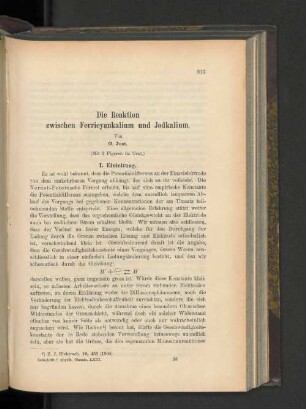 Die Reaktion zwischen Ferricyankalium und Jodkalium.