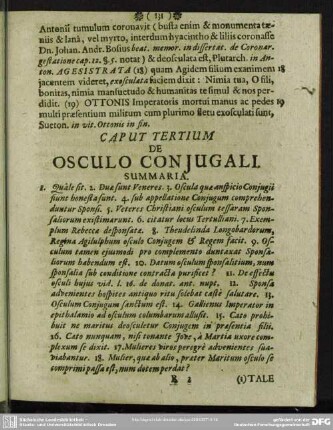 Caput Tertium De Osculo Coniugali