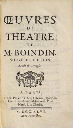 Oeuvres De Theatre De M. Boindin