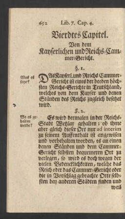 Vierdtes Capitel. Von dem Kayserlichen und Reichs-Cammer-Gericht