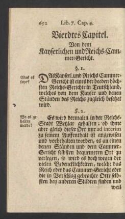 Vierdtes Capitel. Von dem Kayserlichen und Reichs-Cammer-Gericht