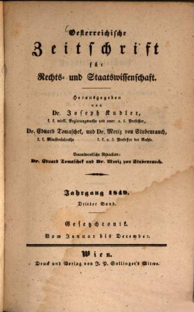 Österreichische Zeitschrift für Rechts- und Staatswissenschaft. 1849,3