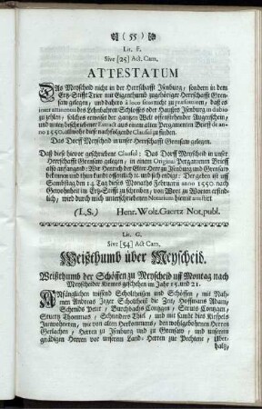 Lit. F. Sive [25] Act. Cam. Attestatum.