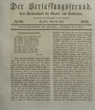 № 22. Cassel, den 16. Juli. 1831.