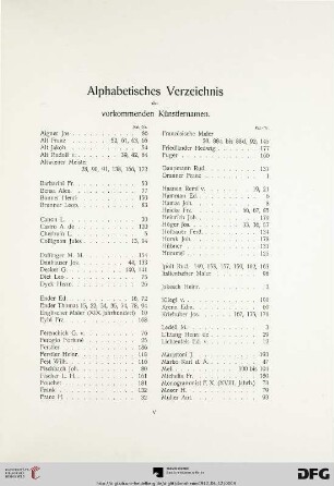 Alphabetisches Verzeichnis der vorkommenden Künstlernamen