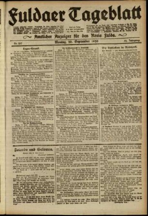 Ausgabe vom Montag, den 20. September 1920.