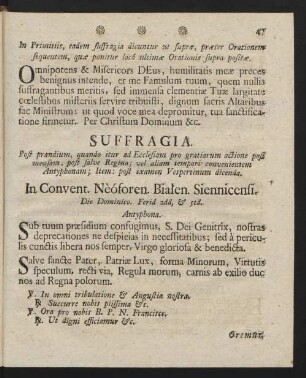 Suffragia. Post prandium, ...