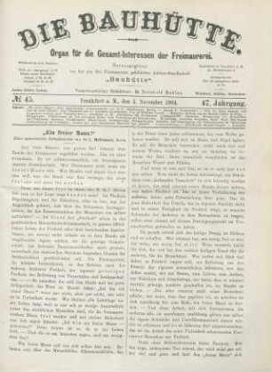 No. 45. Frankfurt a. M., den 5. November 1904. 47. Jahrgang.