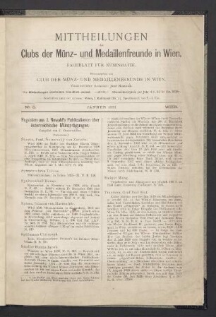 N° 8. Jänner 1891. Wien