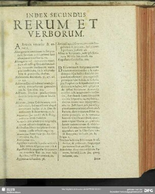 Index Secundus Rerum Et Verborum
