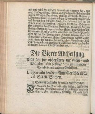 I. Sportuln bey dem Amt-Gerichte in Civil-Streit-Sachen.