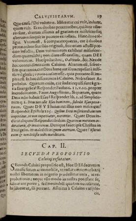 Cap. II. Secunda Propositio Caluini refutarur.