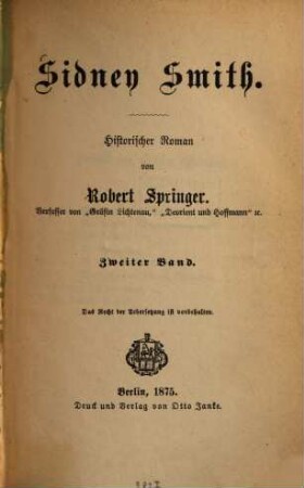 Sidney Smith : Historischer Roman, 2