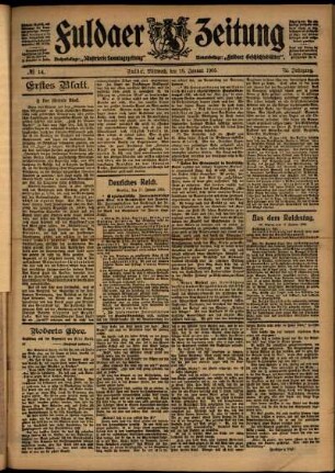 Erste Ausgabe vom Mittwoch, den 18. Januar 1905.