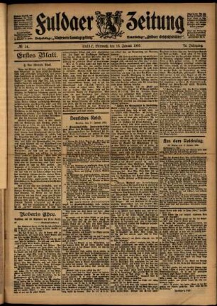 Erste Ausgabe vom Mittwoch, den 18. Januar 1905.