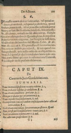 Caput IX. De Contrariis Iuris Consolidationis.