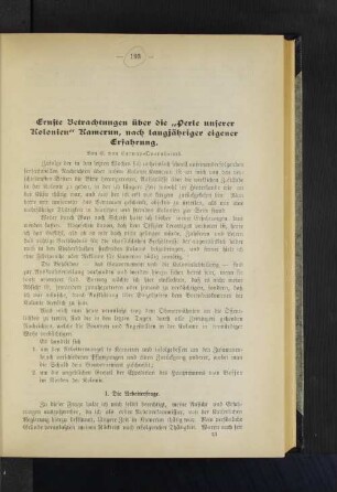 Ernste Betrachtungen über die "Perle unserer Kolonien" Kamerun, nach langjähriger eigener Erfahrung.